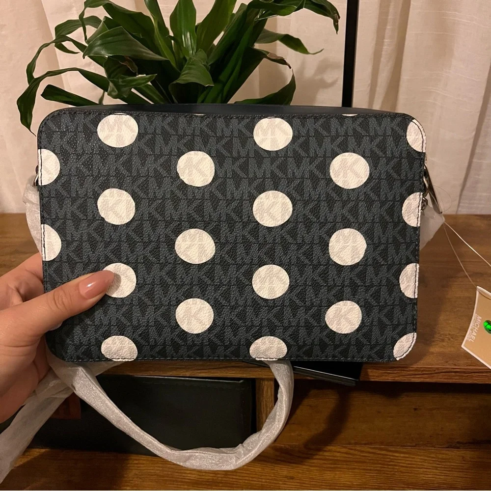 NWTs Michael Kors Navy and White Polka Dot Crossbody Bag - Picture 8 of 11